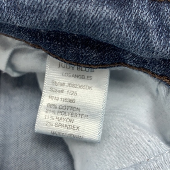 WOMEN’S Judy Blue Skinny Distressed Unfinished Cuff Blue Jeans Size 1 25 - Picture 9 of 9